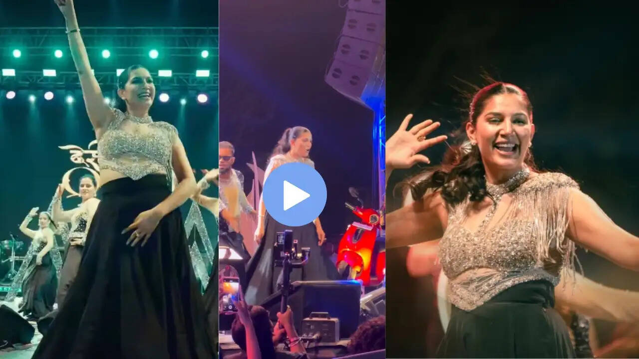 ब्लैक ड्रेस में सपना ने स्टेज पर किया धमाकेदार डांस